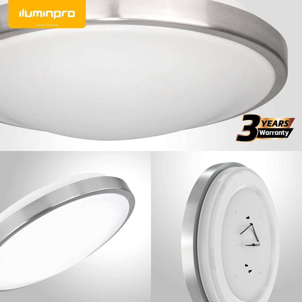 Flush Mount Ceiling Light Fixture LED (Milk White Shell / 12 Inch / 15W, 1200 LM), 3 CCT, Dimmable