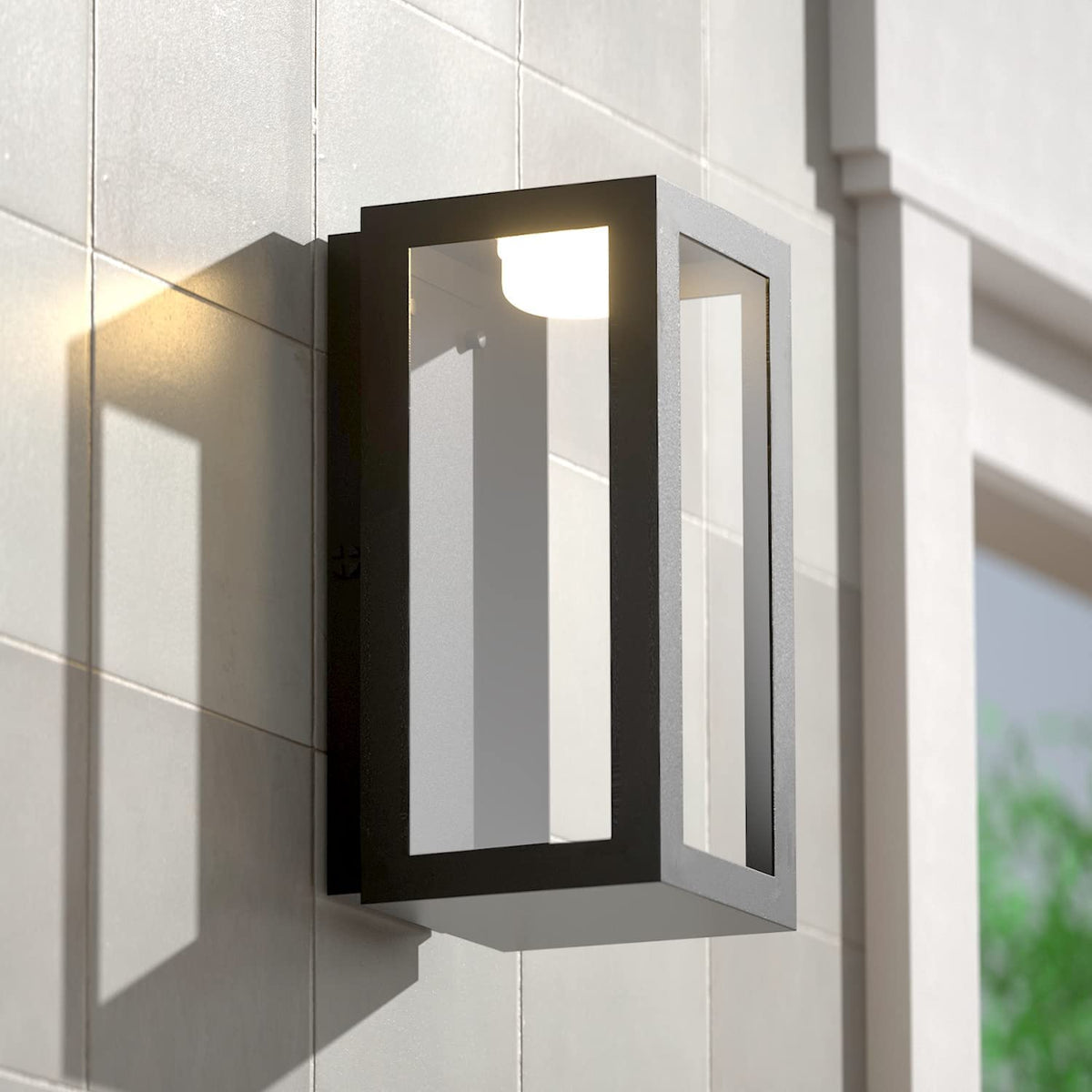 Outdoor Indoor Wall Sconce, Outdoor Wall Light, Matte Black, Clear Glass Shade, 10W, 780 Lumen