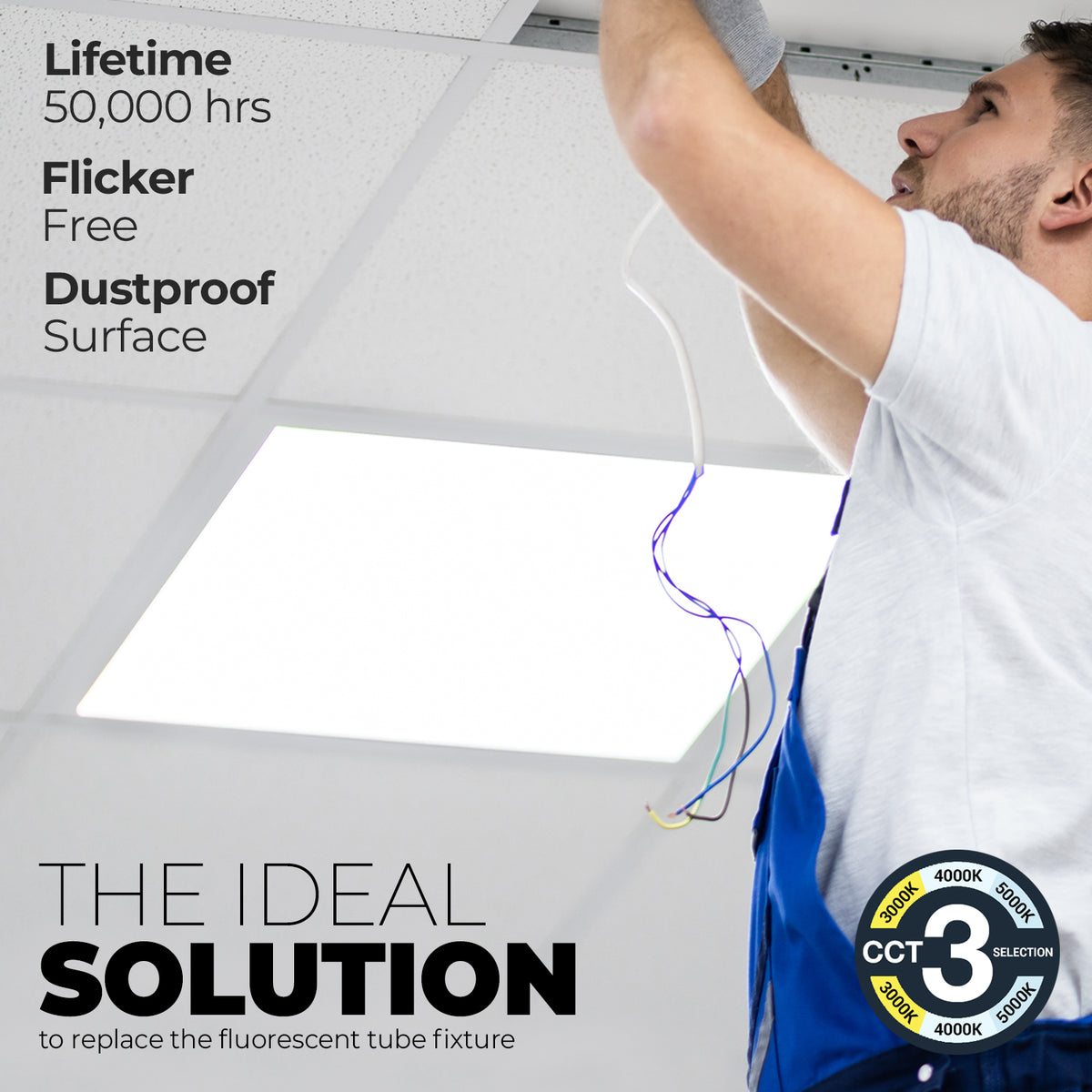 2x4 FT LED Panel Light, 35W/40W/50W, SELECTABLE WATTAGE &amp; CCT, 3CCT, ETL, FC, CE Certified