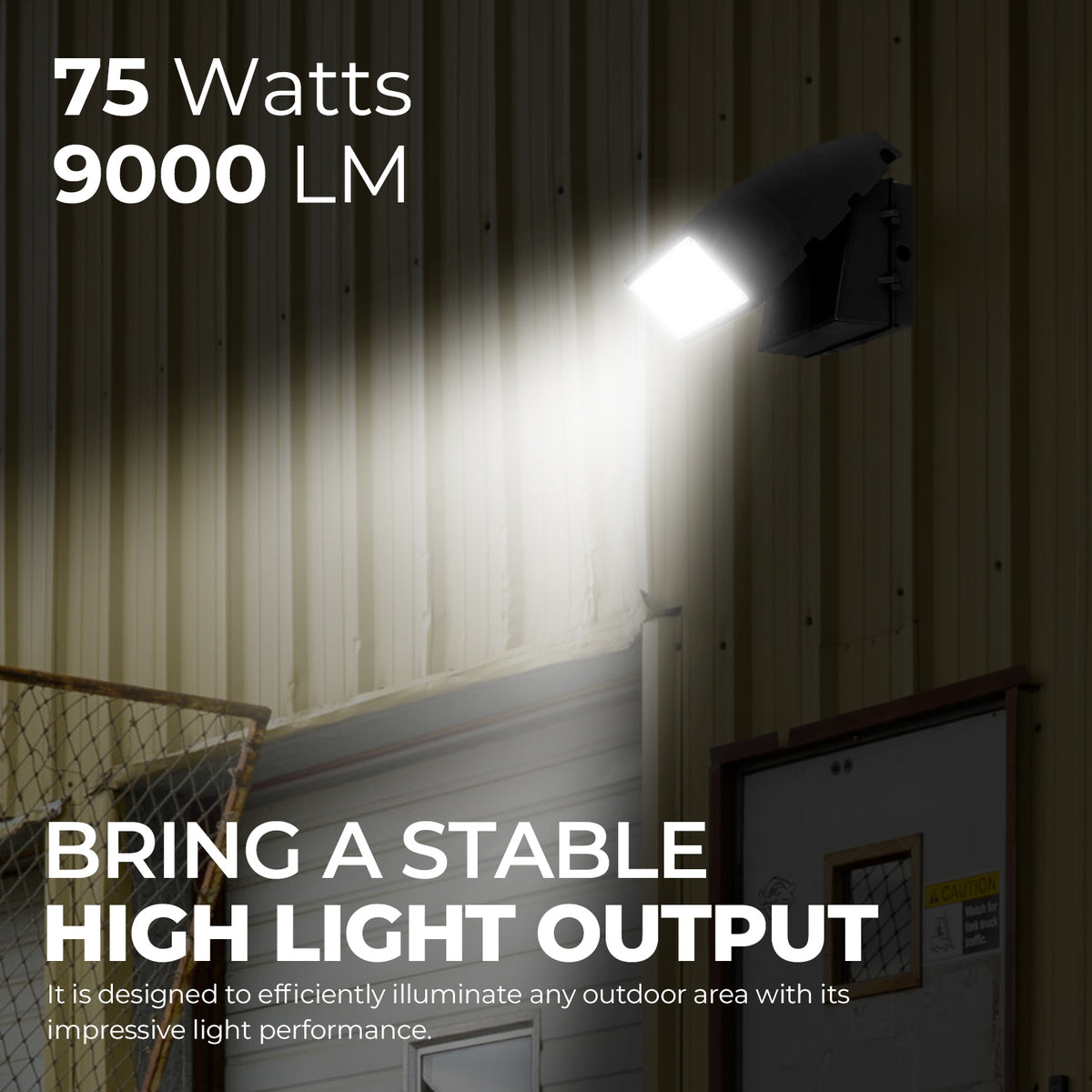 75W LED Wall Pack, 5000K 9000LM, Dusk-to-dawn Photocell, Adjustable Head, Full Cut-off Security Light, ETL listed