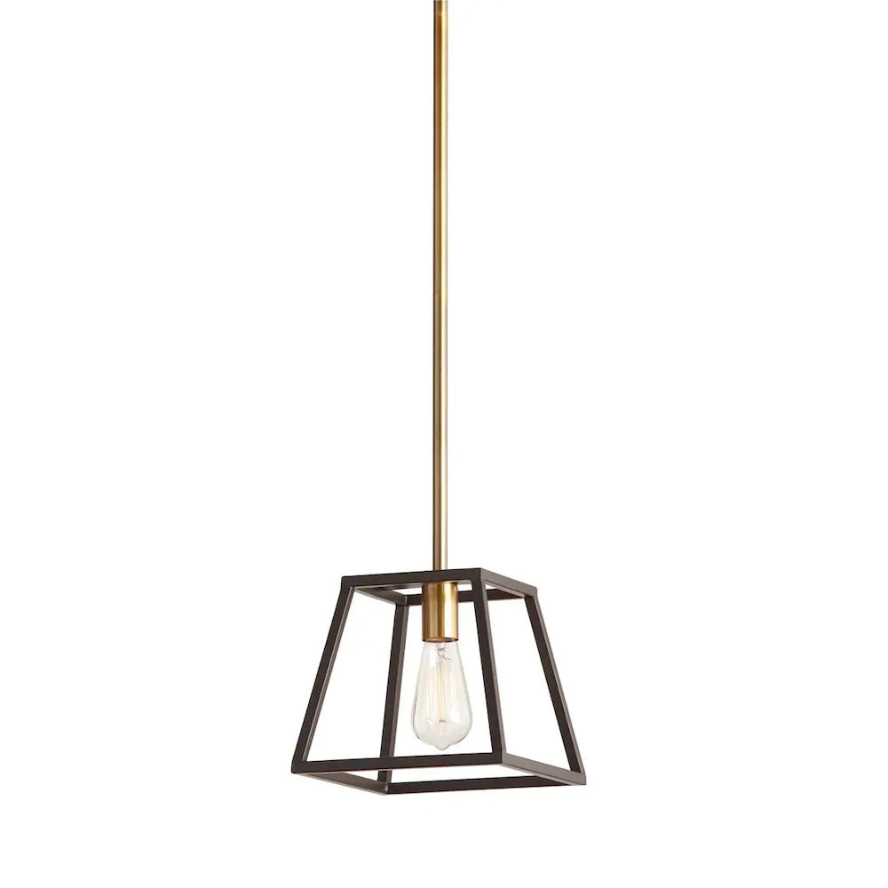 Home Decorators Collection 8-Light 60W Gold Pendant with Dark Bronze Metal Frame Shade