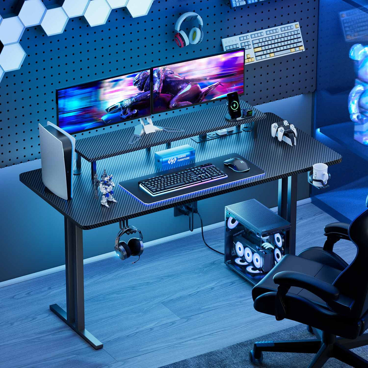 47&quot; Two-Wire Base Gaming Desk with LED Lights