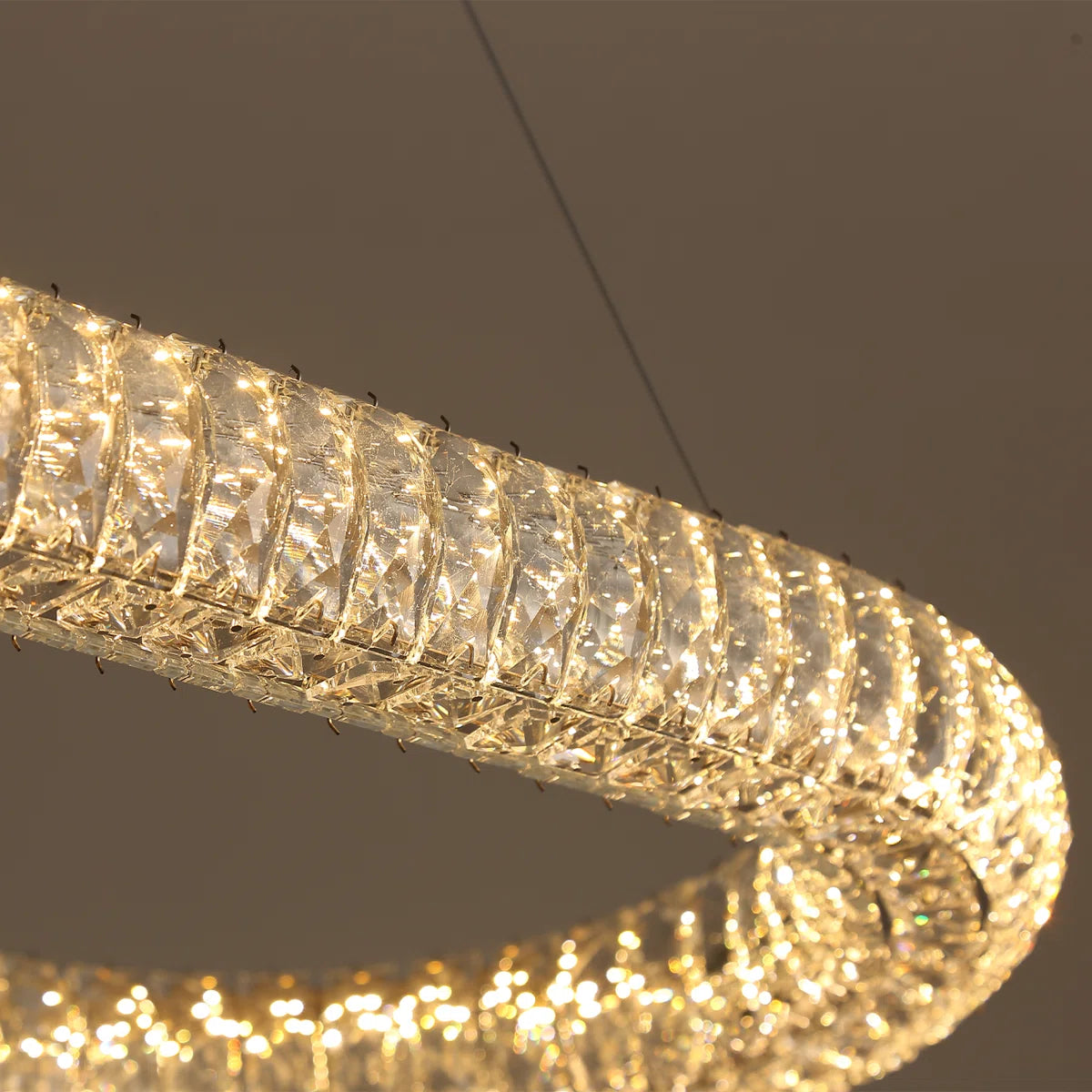 Modern Obround Crystal Dimmable Led Pendant