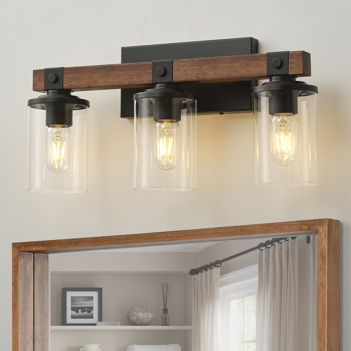 Starsky 3-Light Modern Farmhouse Bathroom Glass Vanity Light