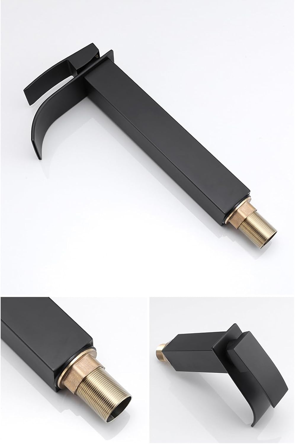 Tall Bathroom Faucet with Supply Hose and Pop Up Drain, Black