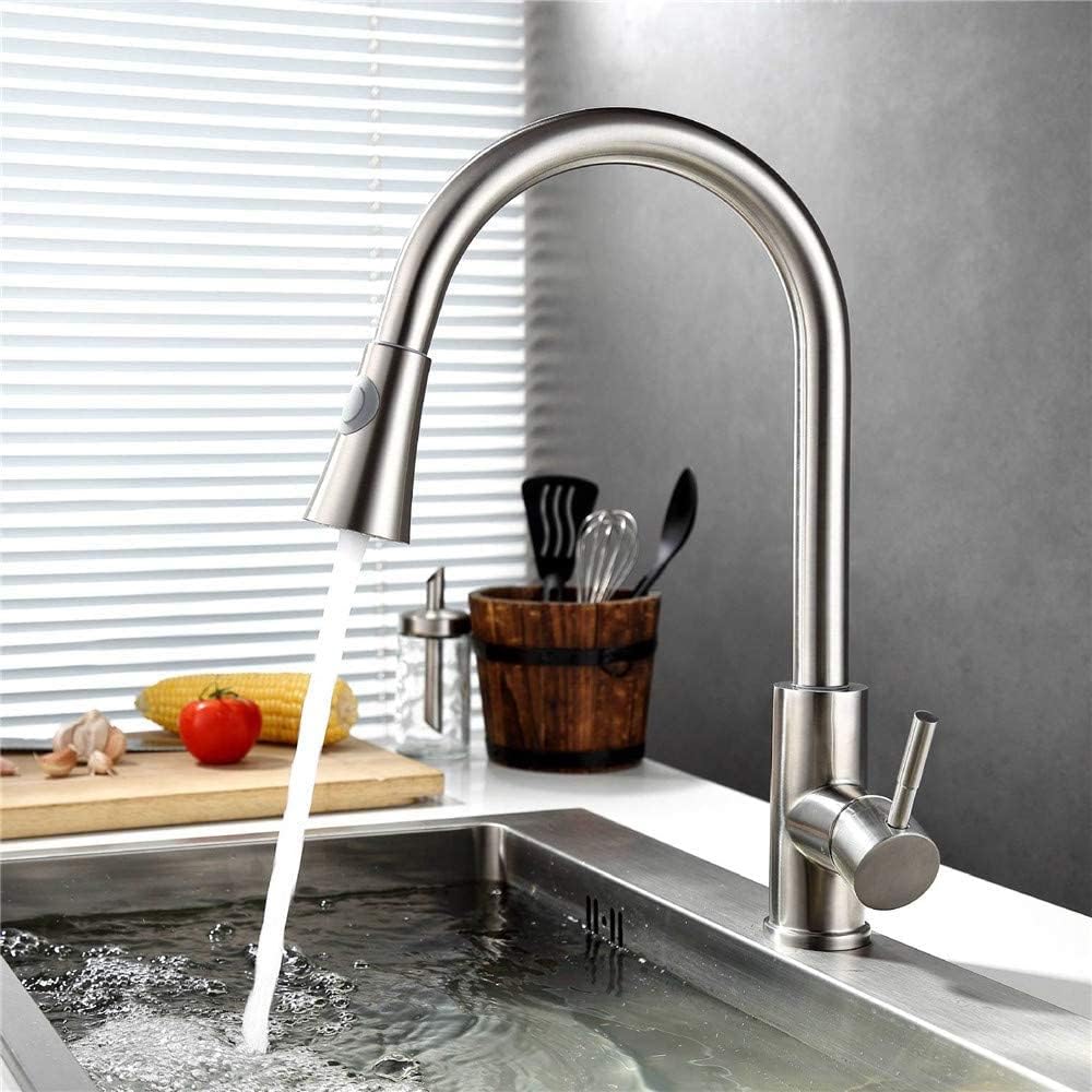 Stainless Steel 304 Kitchen Faucet Pulls Out Spray Head Hot