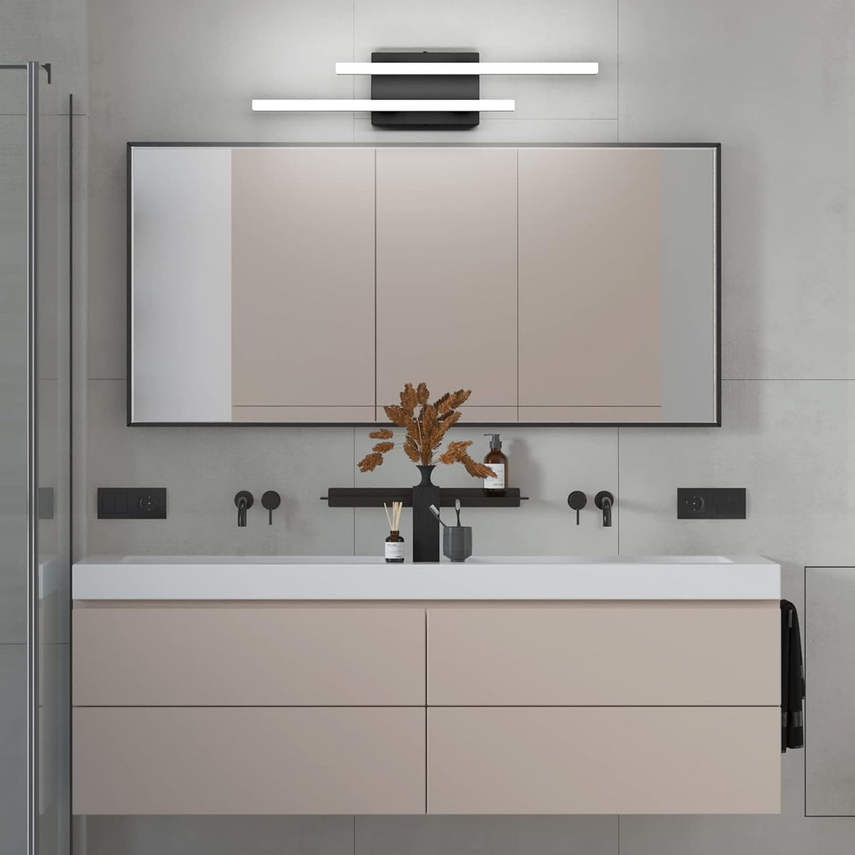 24&quot; Black Bar Vanity Light, 3 CCT