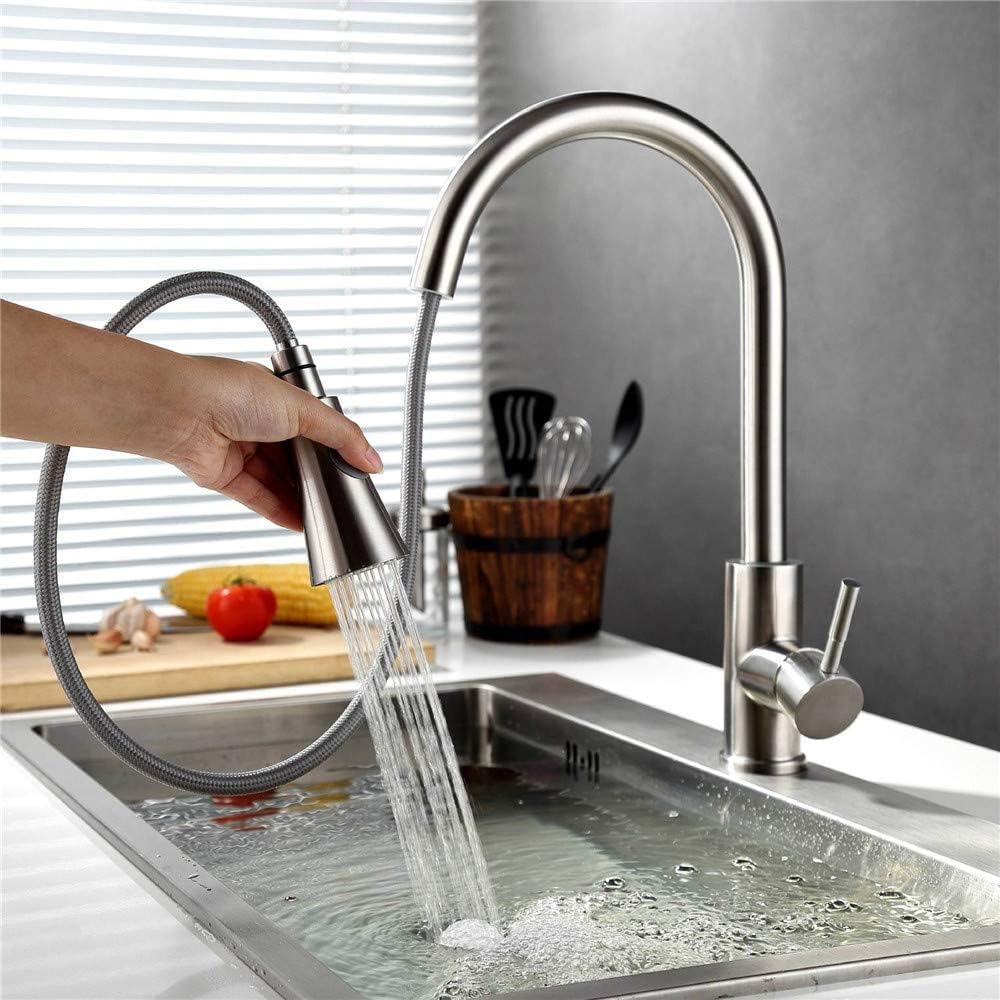 Stainless Steel 304 Kitchen Faucet Pulls Out Spray Head Hot
