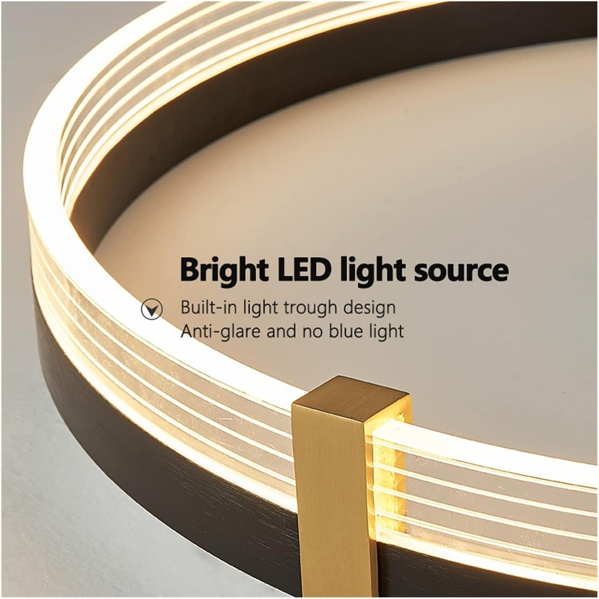 Modern Dimmable LED Mid Century 3 Ring Chandelier