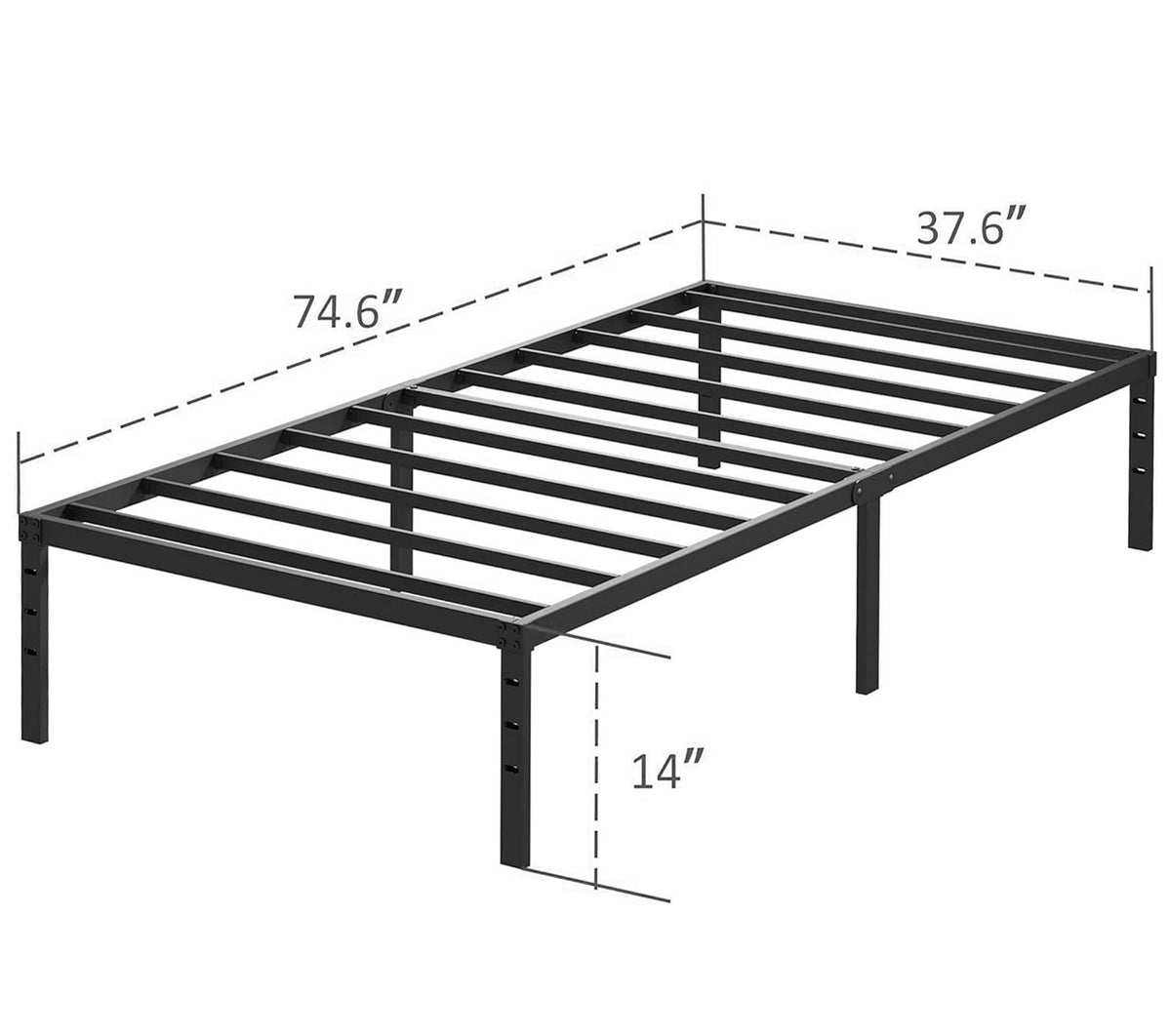 Heavy Duty Twin Metal Bed Frame Noise-Free