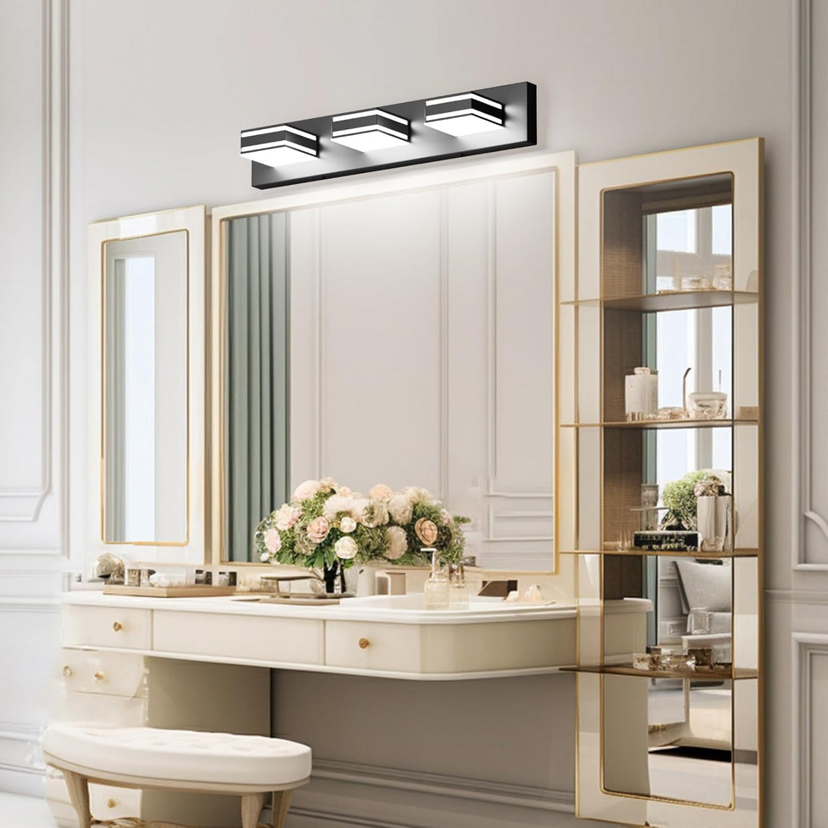 24&quot; LED 3-Light Dimmable Modern Bathroom Vanity Light Fixtures, 3CCT