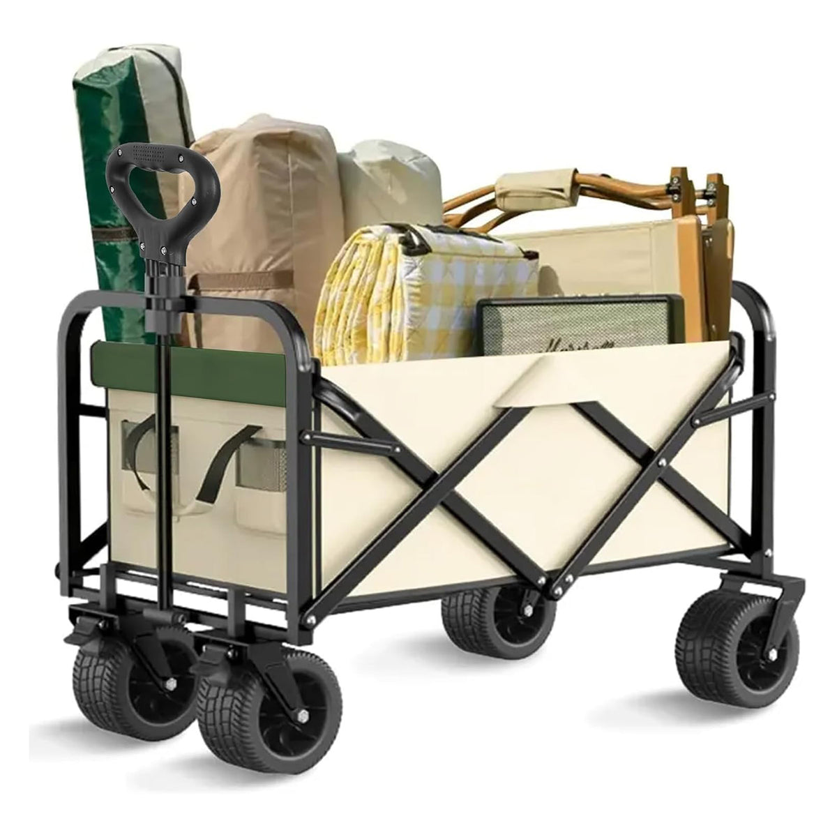 Heavy Duty Collapsible Wagon Cart, Black