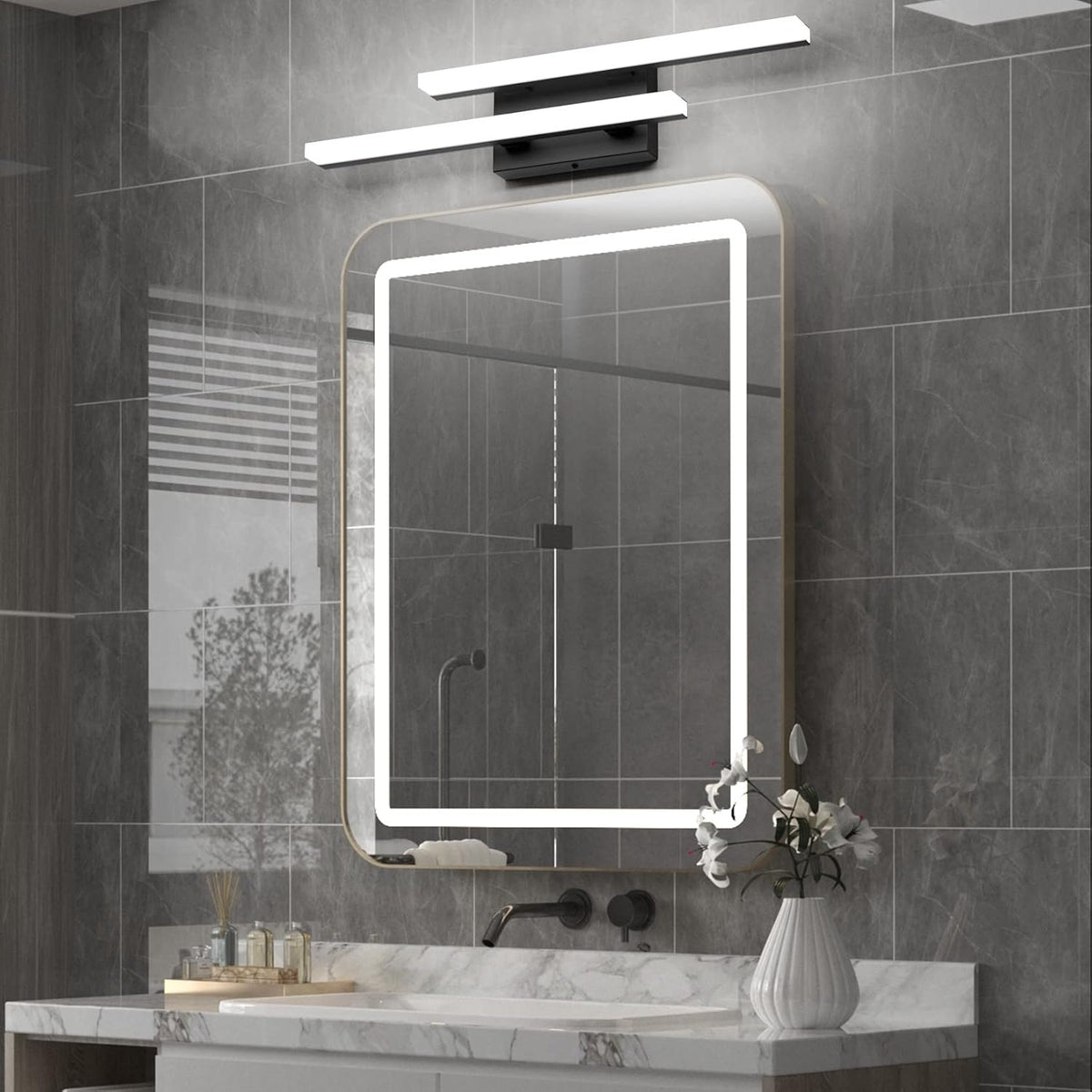 24&quot; Black Bar Vanity Light, 3 CCT