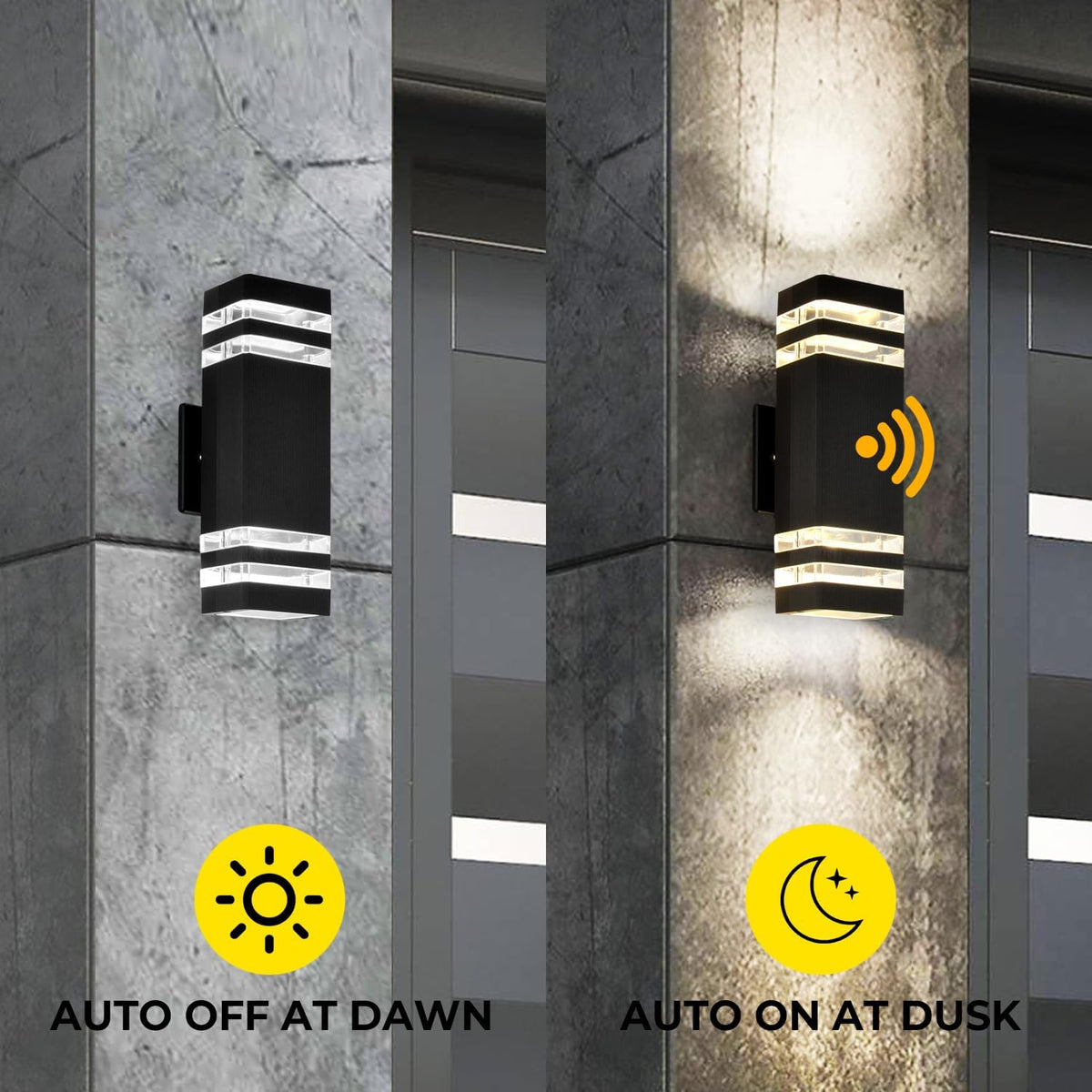 2 Pack Dusk to Dawn Up and DownOutdoor Wall Lights