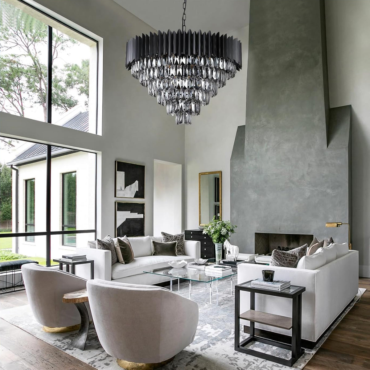 Black Crystal Chandelier 5-Tier Chandelier