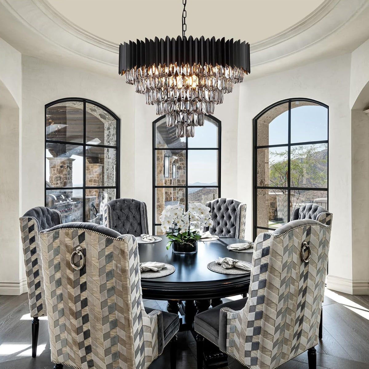 Black Crystal Chandelier 5-Tier Chandelier