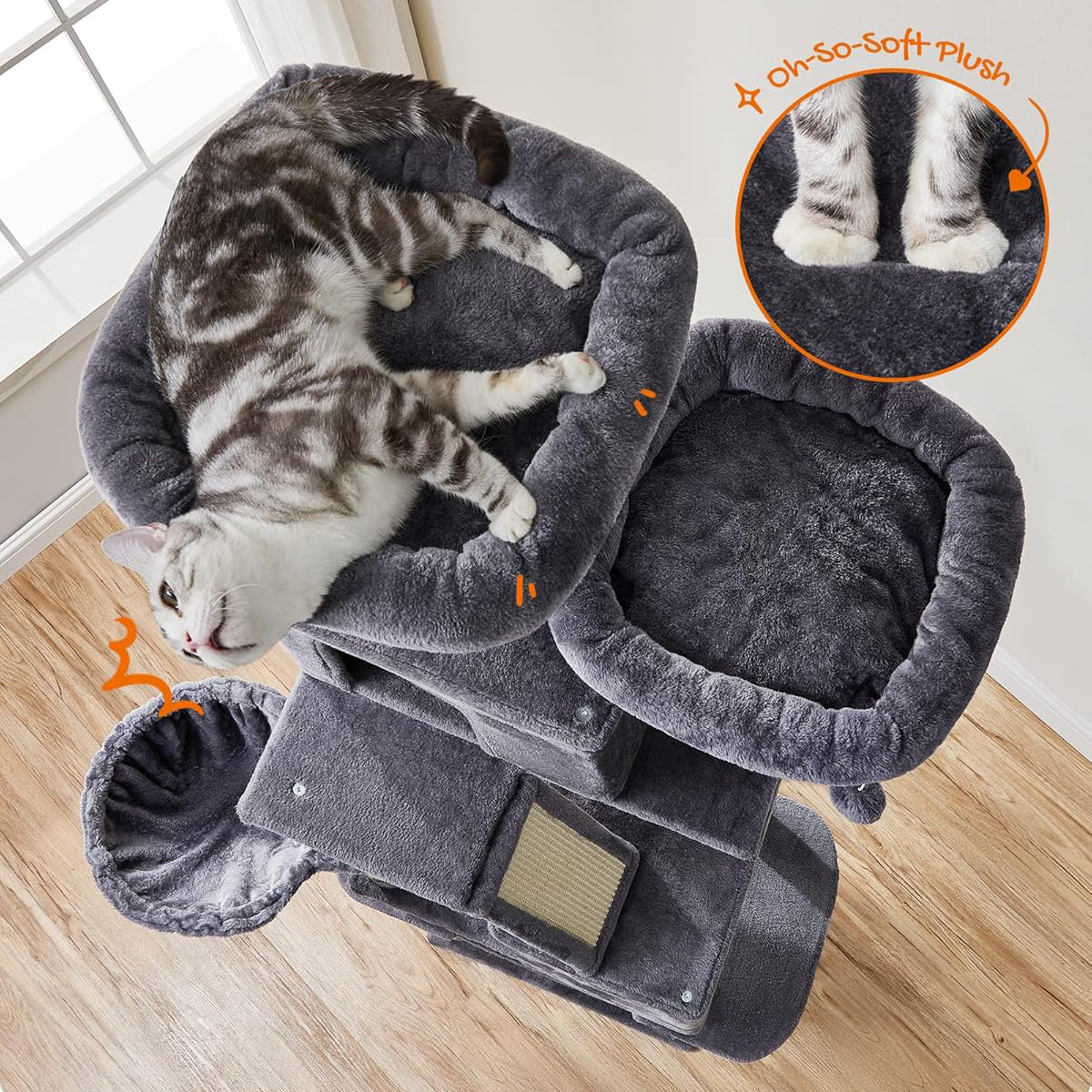 36 Inches Cat Tree Tower, Dark Grey