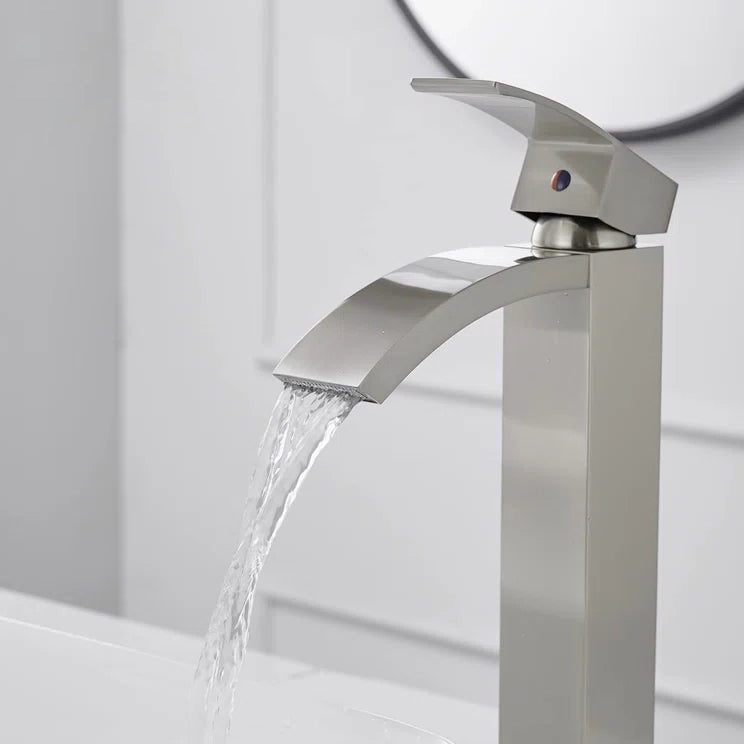 Tall Bathroom Faucet with Supply Hose and Pop Up Drain, Stainless Steel