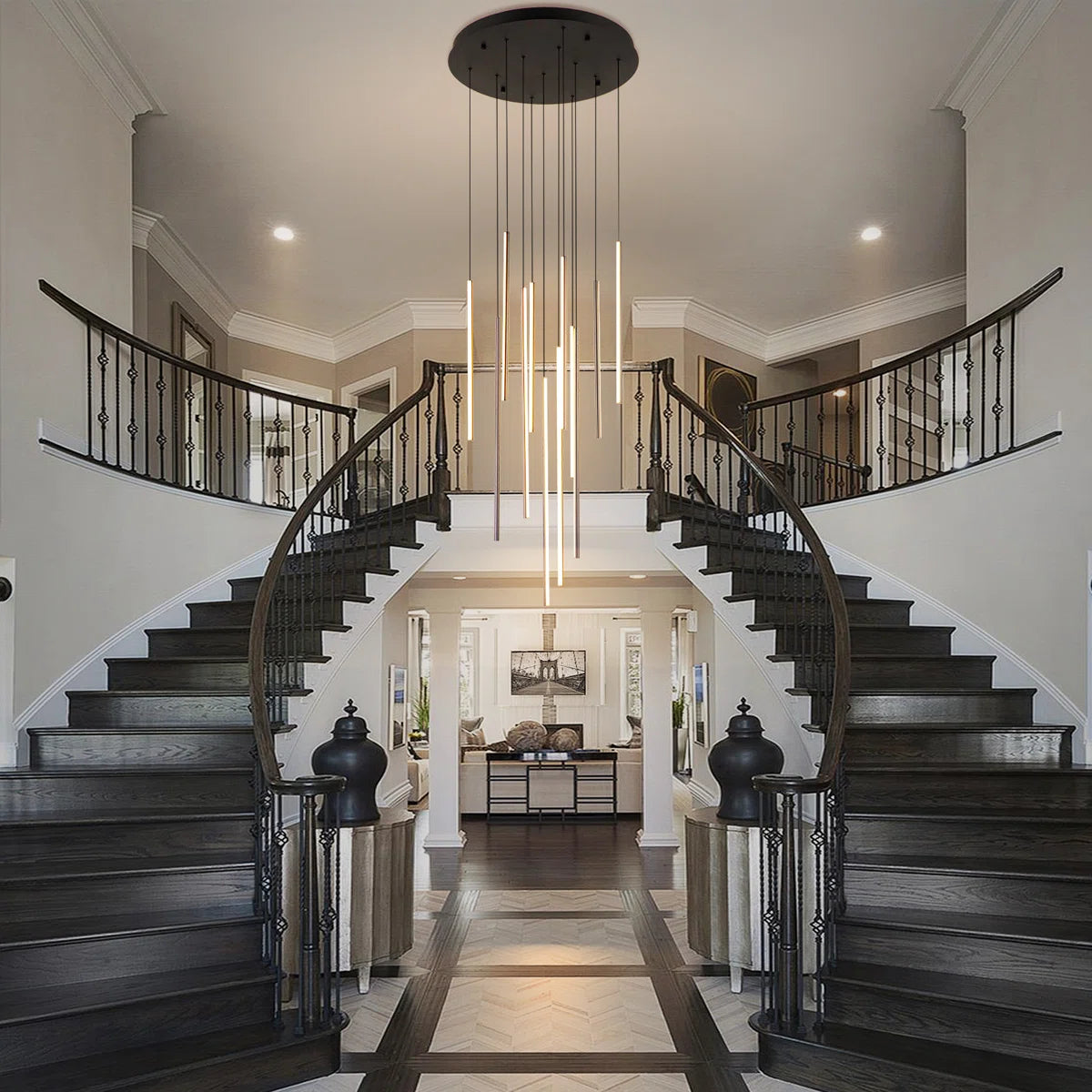 Modern 10-Light LED Multi Light Chandelier, 3 CCT