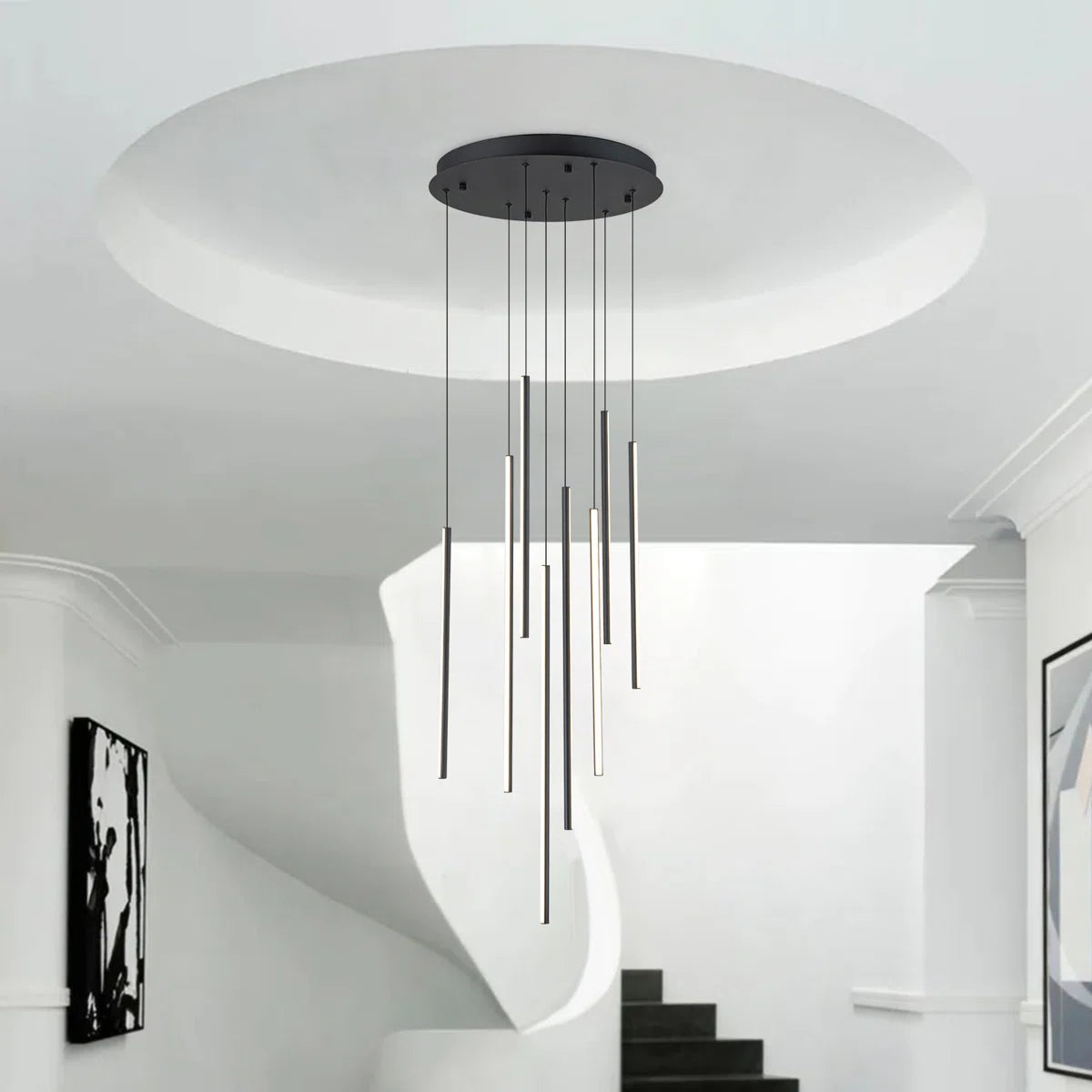 Modern 10-Light LED Multi Light Chandelier, 3 CCT