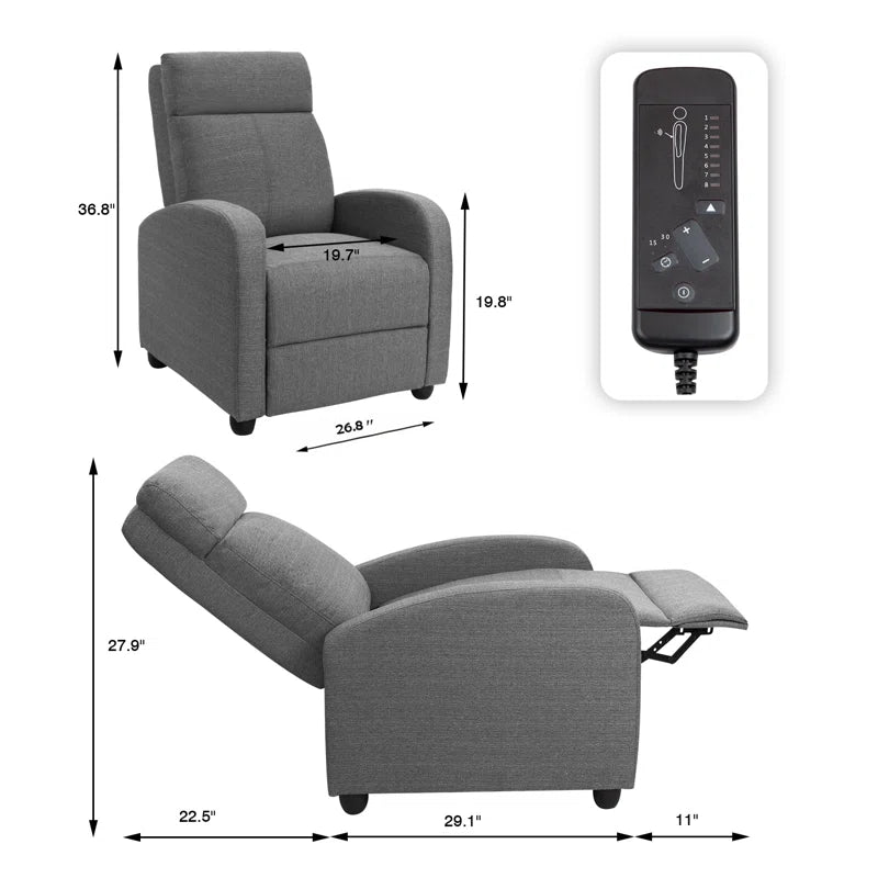 Recliner Sofa with Massage Function, Grey