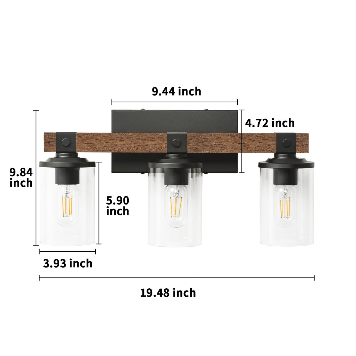 Starsky 3-Light Modern Farmhouse Bathroom Glass Vanity Light