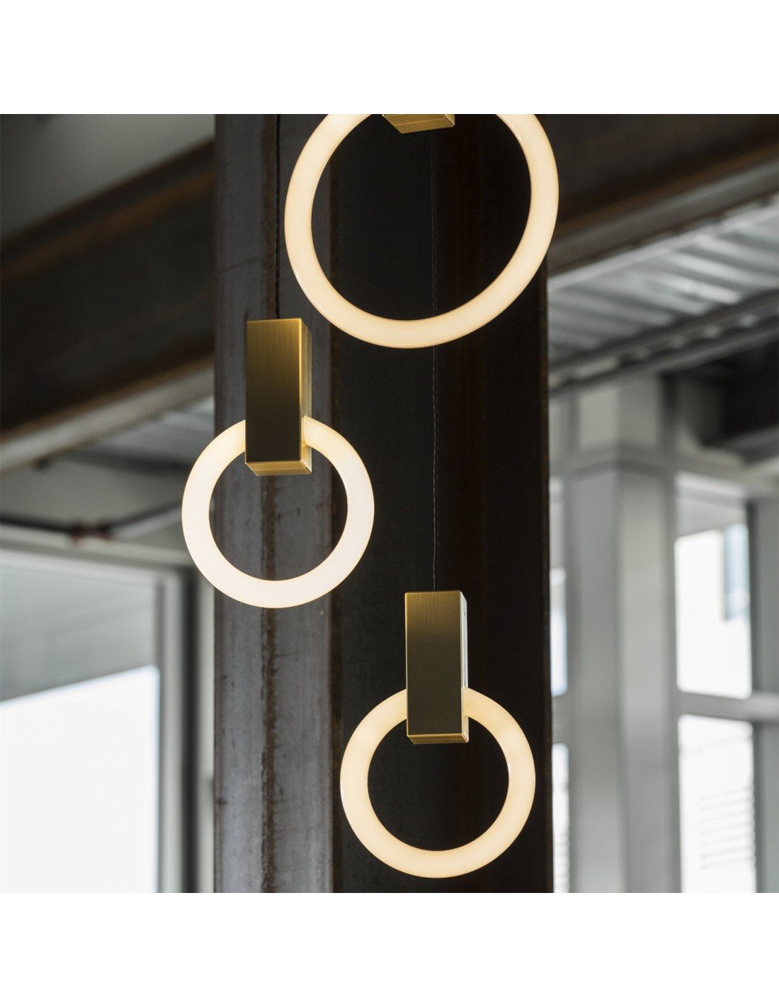 Aluminium Black Rings Long pendant lamp