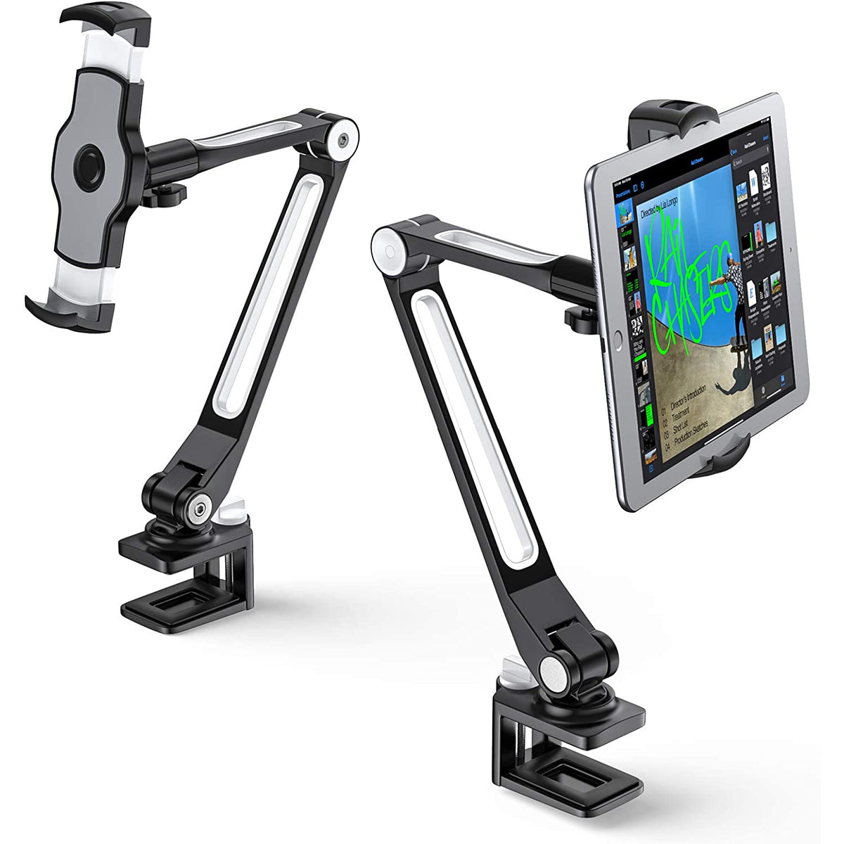 Black Extendable Smart Device Holder With Desk Clamp