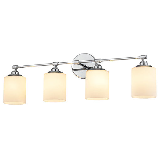 4 Light Bathroom Vanity Light Fixture in Brushed Nickel with Opal Glass Shades