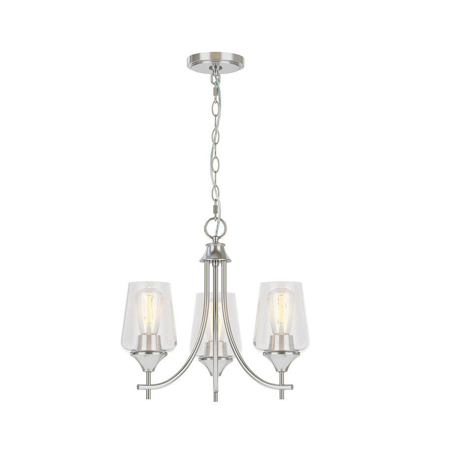3 Light Vintage Hanging Pendant Light Fixture with Glass Shade