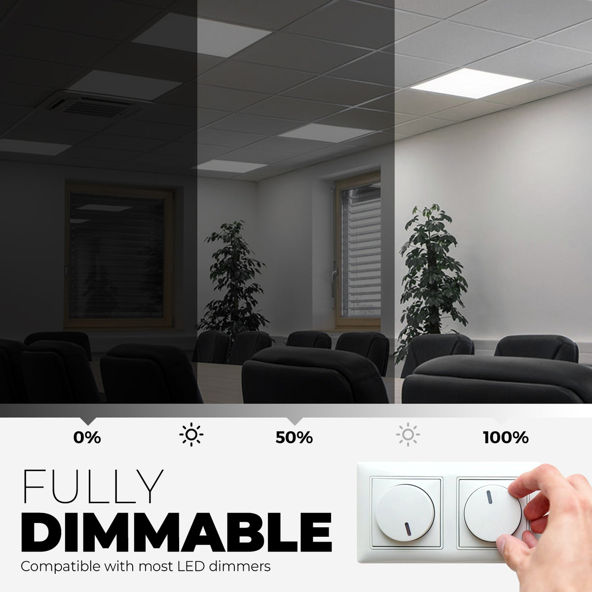 2x2 FT LED Panel Light, 30W/35W/40W, SELECTABLE WATTAGE &amp; CCT, 3CCT, ETL, FC, CE Certified